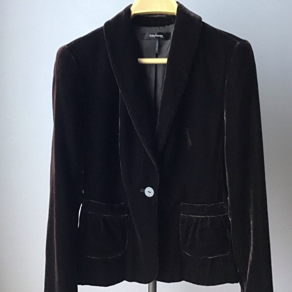 Daisy Fuentes dark brown velvet blazer size 4 - Picture 1 of 7